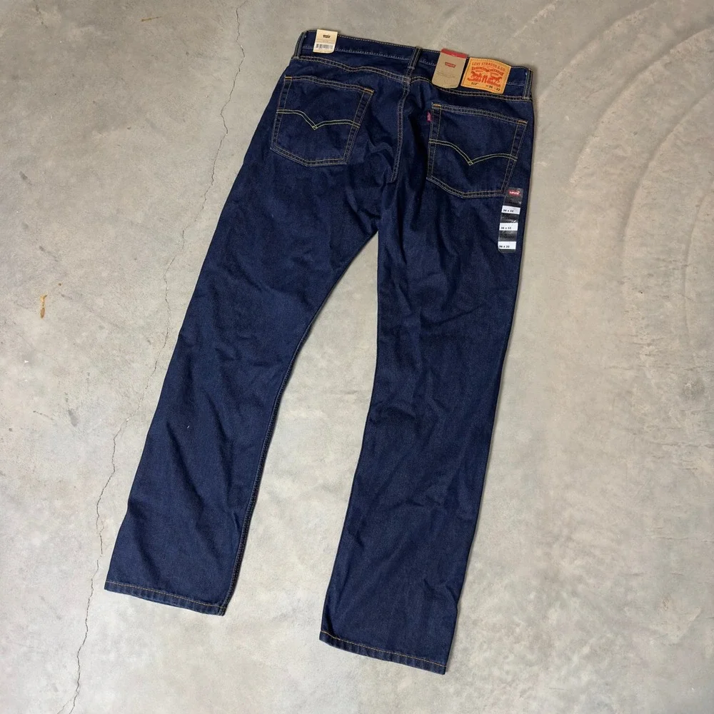 NWT Levis 513 Slim Straight Jeans Mens 36x32 Indigo Blue Dark Wash Classic Denim